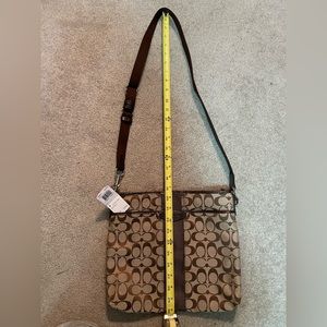 Coach MWT signature crossbody bag khaki with mahogany leather file bag